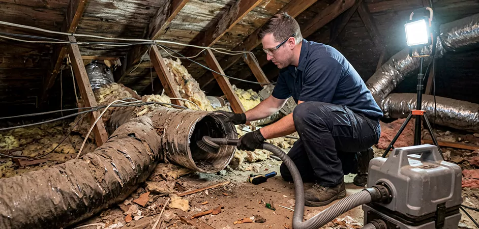 Storm-Damaged Attic Duct Cleaning in Wayne